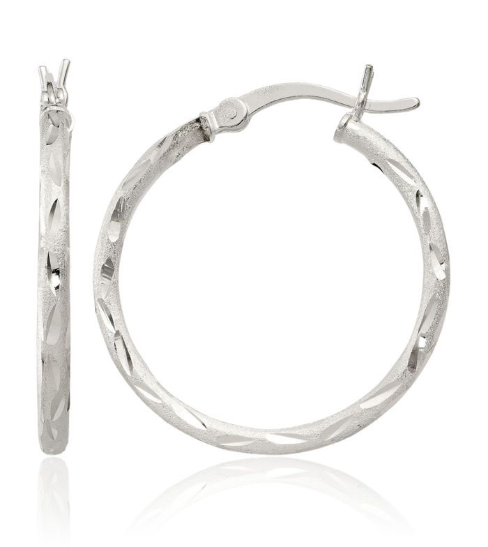 925 Sterling Silver Round Medium Hoop Earrings