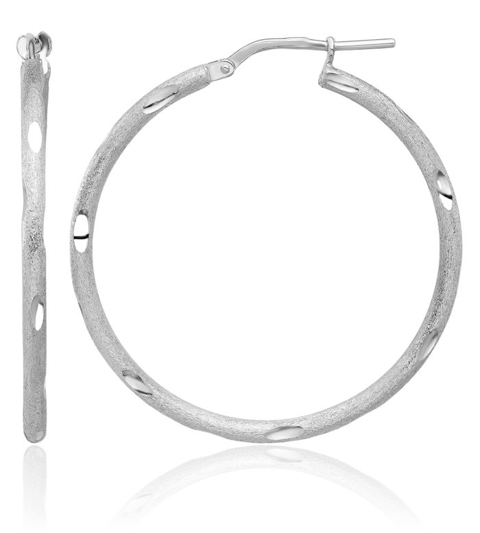 925 Sterling Silver Round Medium Hoop Earrings