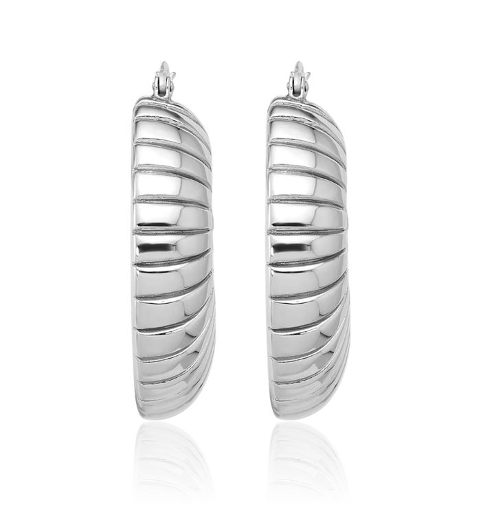 925 Sterling Silver Round Medium Hoop Earrings