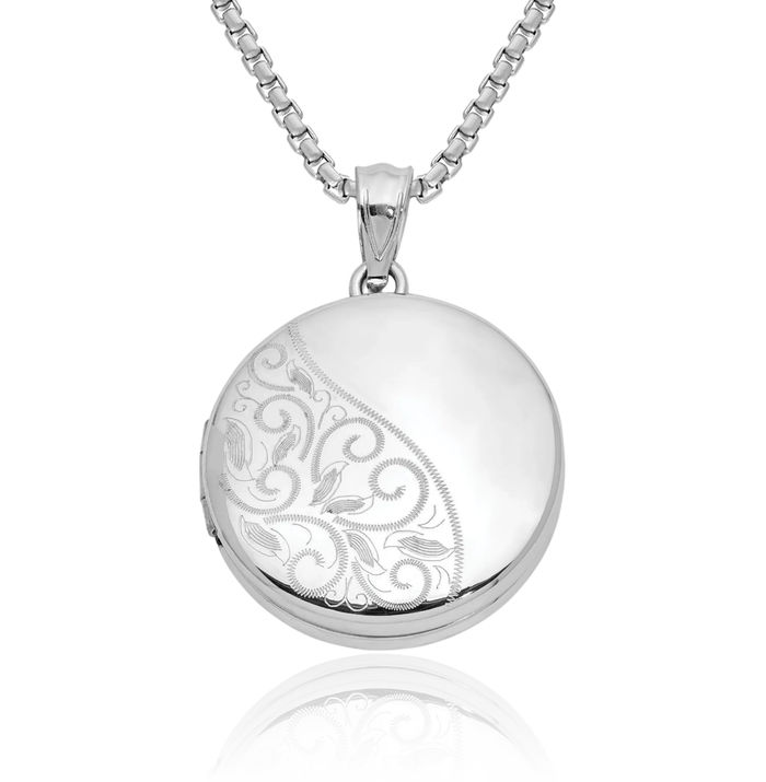 925 Sterling Silver Round Personalized Photo Locket Necklace Picture Pendant Charm