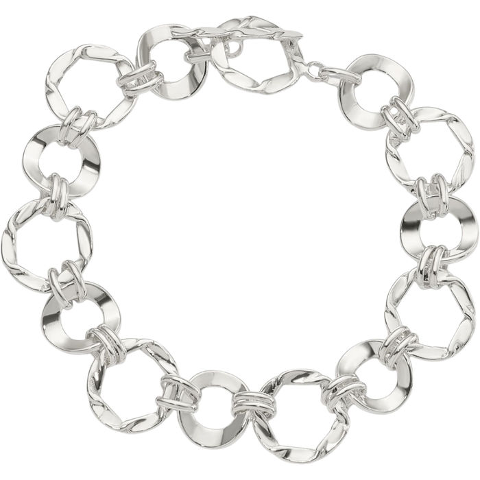 925 Sterling Silver Circle Round Single Link Chain Charm Bracelet