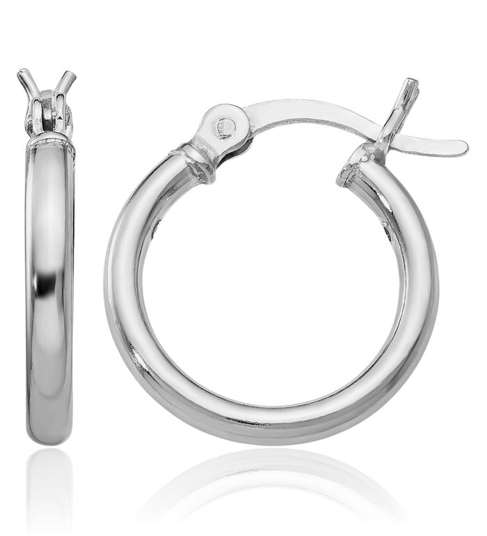 925 Sterling Silver Round Small Hoop Earrings