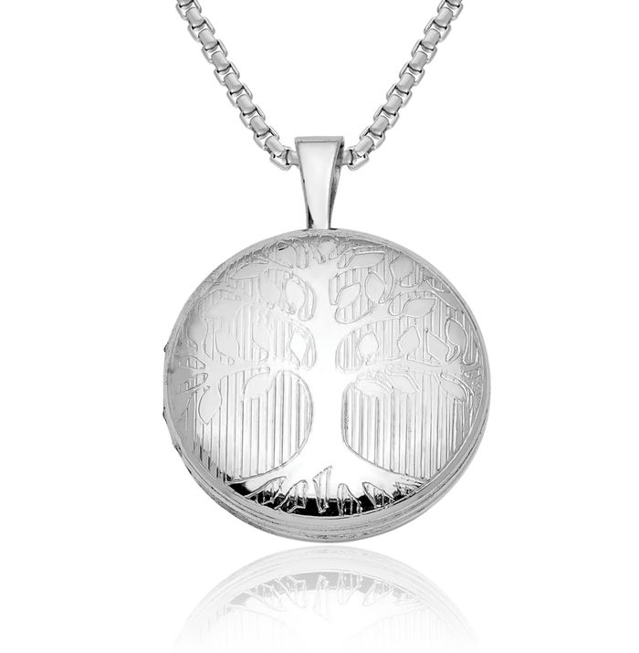 925 Sterling Silver Round Tree of Life Personalized Photo Locket Necklace Picture Pendant Charm