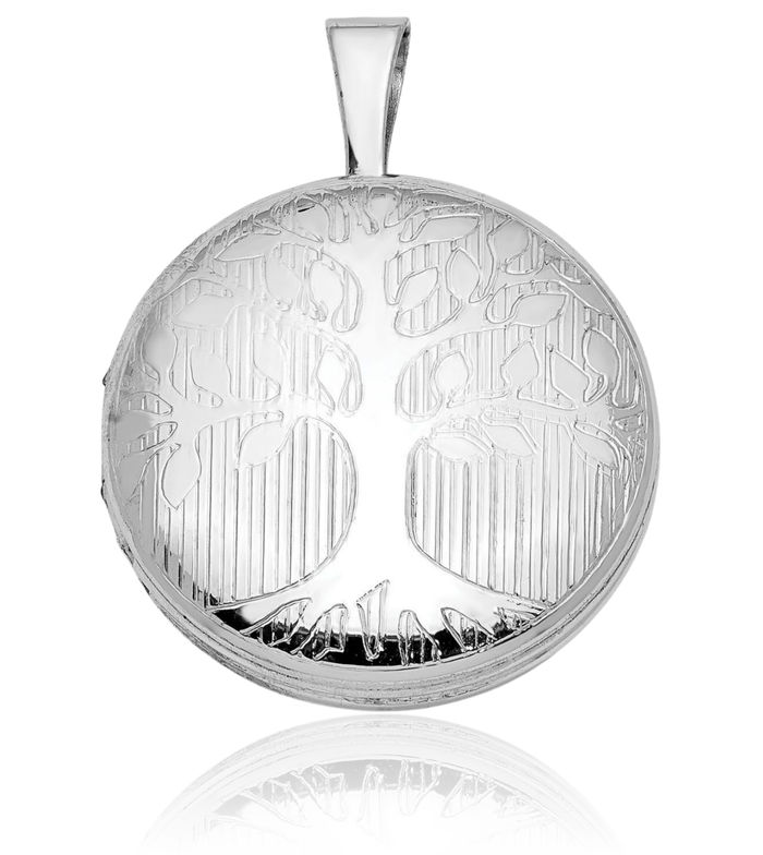 925 Sterling Silver Round Tree of Life Personalized Photo Locket Necklace Picture Pendant Charm