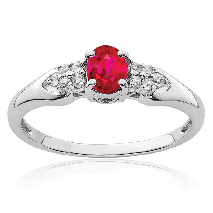 925 Sterling Silver Red Ruby White Sapphire Ring Gemstone Band