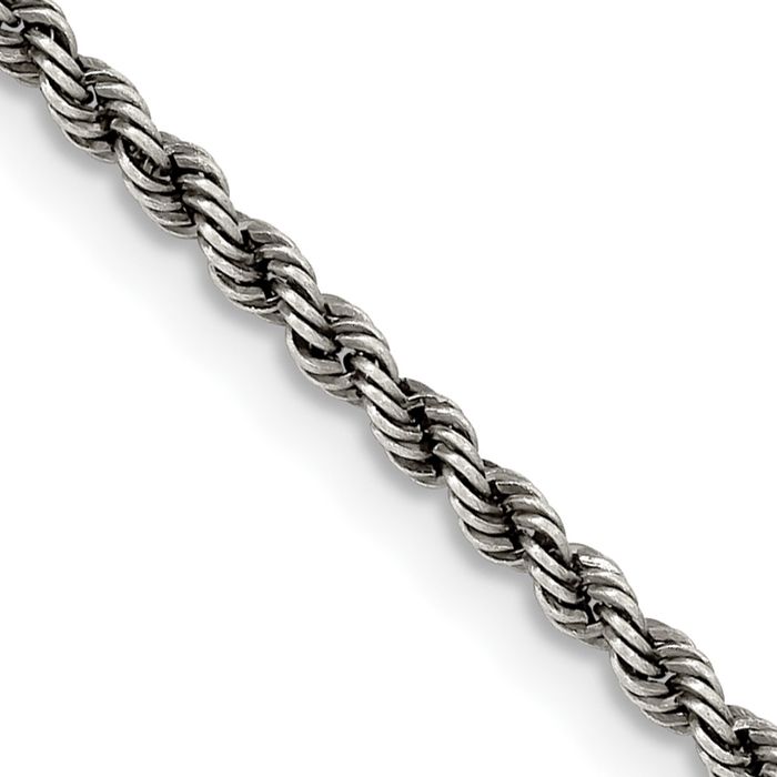 925 Sterling Silver 2.3mm Rope Chain Twisted Link Necklace