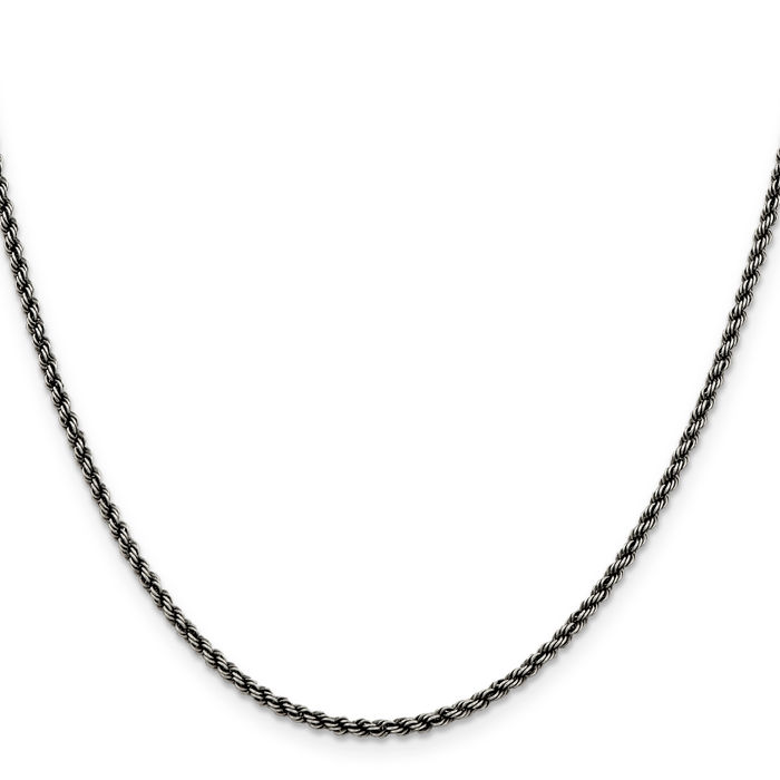 925 Sterling Silver 2.3mm Rope Chain Twisted Link Necklace