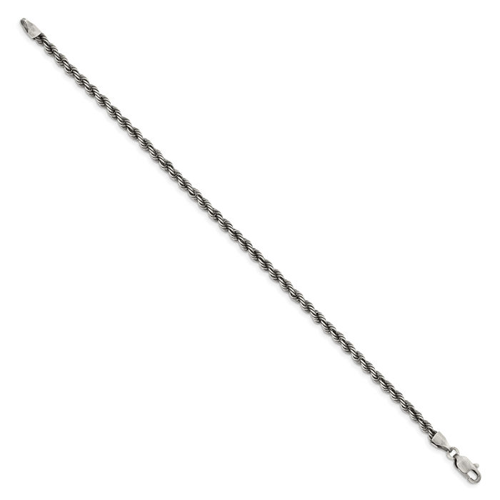 925 Sterling Silver 3.4mm Rope Chain Bracelet