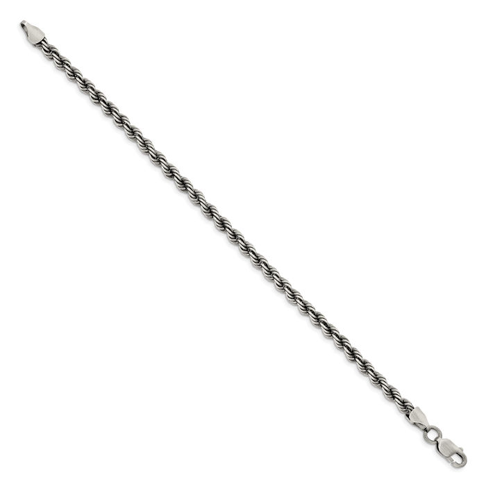 925 Sterling Silver 4.5mm Rope Chain Bracelet