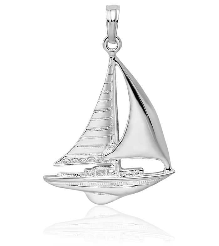 925 Sterling Silver Sailboat Pendant Necklace
