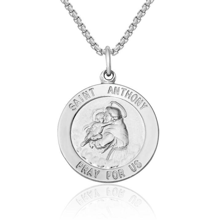 925 Sterling Silver Saint Anthony Medal Necklace Chain Pendant Charm