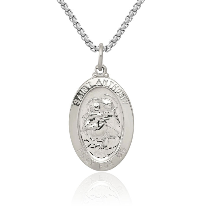 925 Sterling Silver Saint Anthony Medal Necklace Chain Pendant Charm