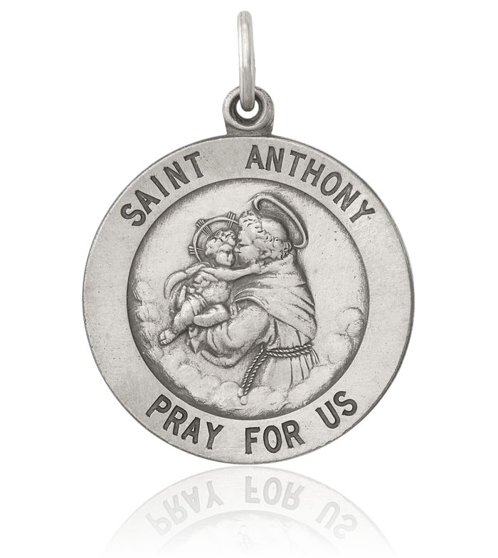925 Sterling Silver Vintage Saint Anthony Medal Necklace Chain Pendant Charm