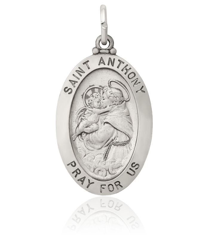 925 Sterling Silver Vintage Saint Anthony Medal Necklace Chain Pendant Charm