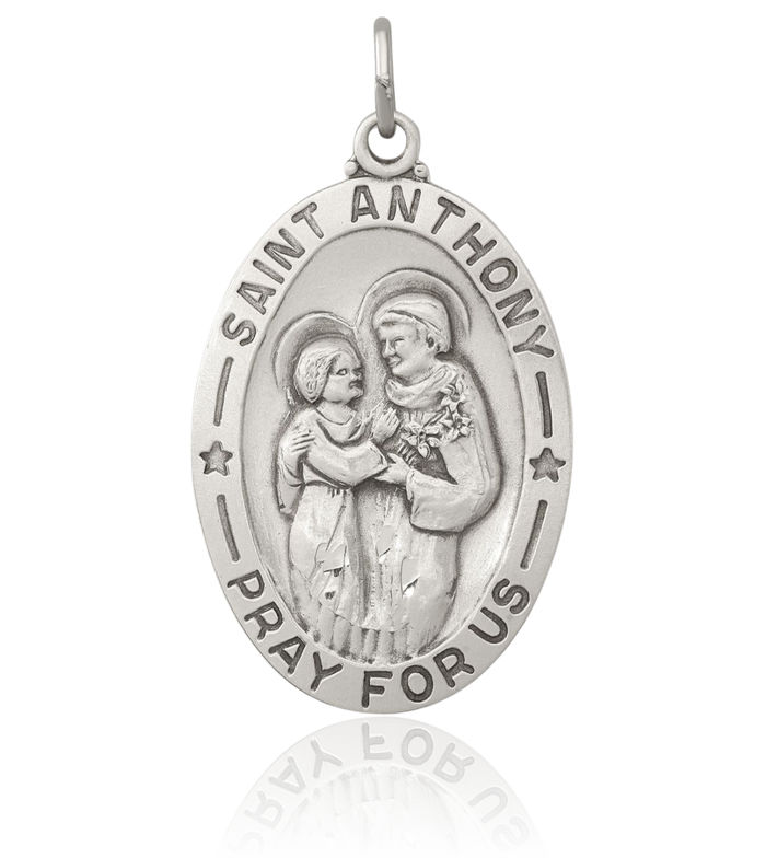 925 Sterling Silver Vintage Saint Anthony Medal Necklace Chain Pendant Charm