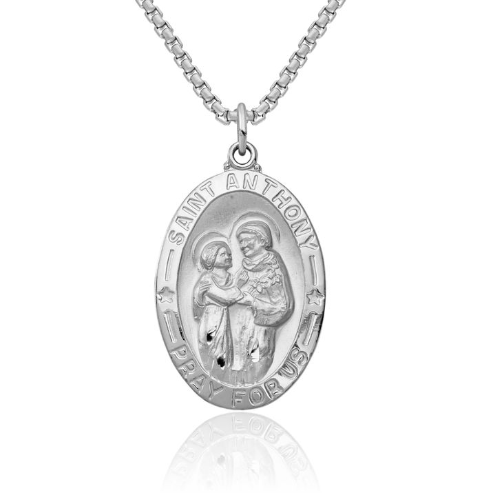 925 Sterling Silver Saint Anthony Medal Necklace Chain Pendant Charm