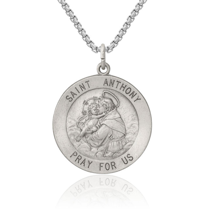 925 Sterling Silver Vintage Saint Anthony Medal Necklace Chain Pendant Charm