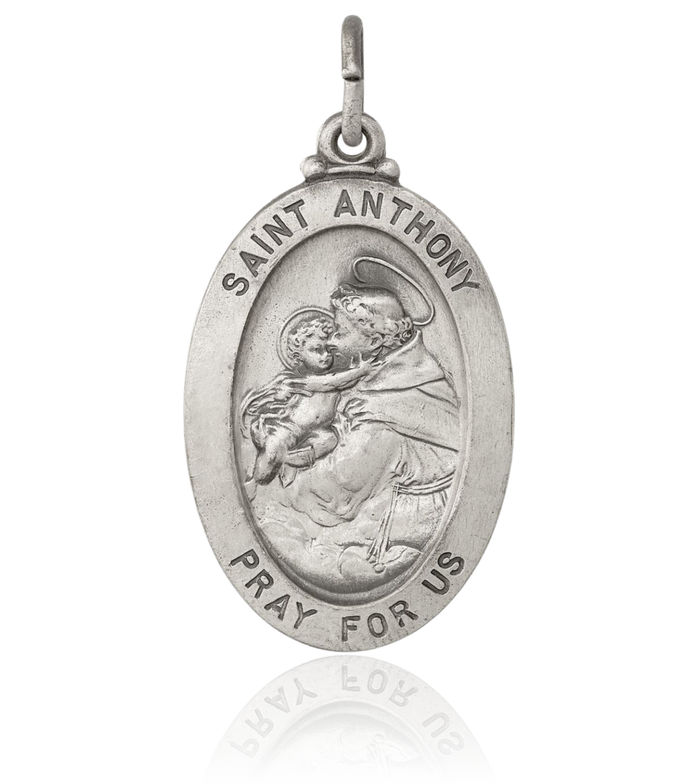 925 Sterling Silver Vintage Saint Anthony Medal Necklace Chain Pendant Charm