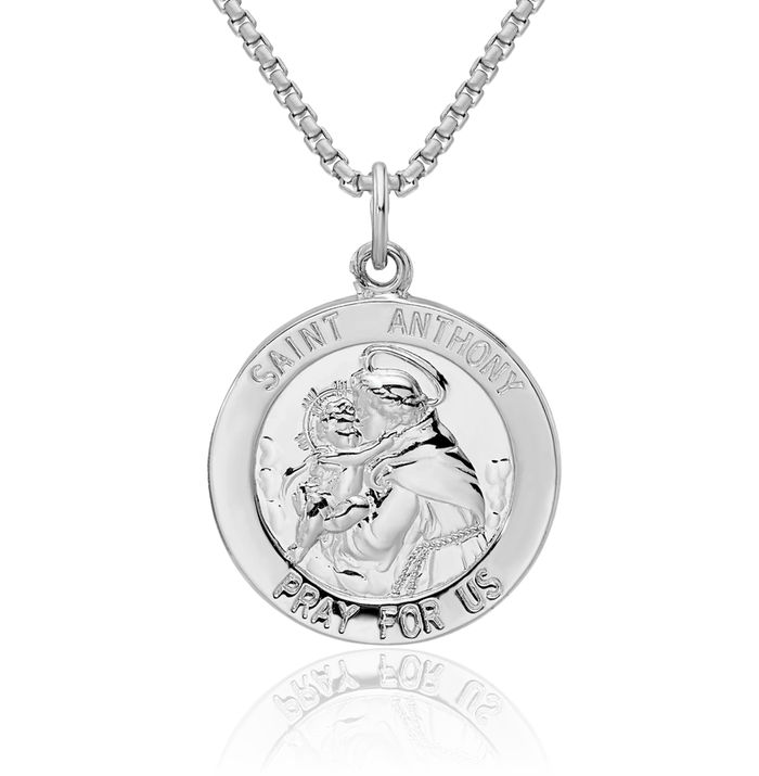 925 Sterling Silver Saint Anthony Medal Necklace Chain Pendant Charm
