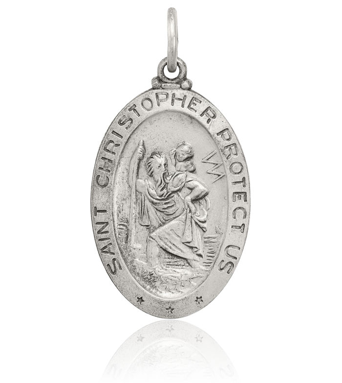 925 Sterling Silver Vintage Saint Christopher Baseball Medal Patron of Travelers Athletes Protection Necklace Softball Charm Sports Pendant