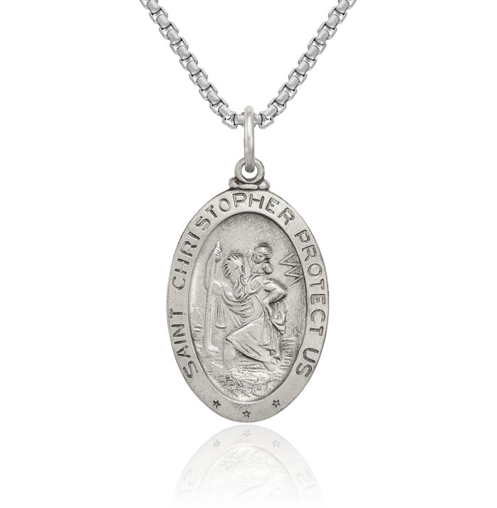 925 Sterling Silver Vintage Saint Christopher Basketball Medal Patron of Travelers Athletes Protection Necklace Charm Sports Pendant