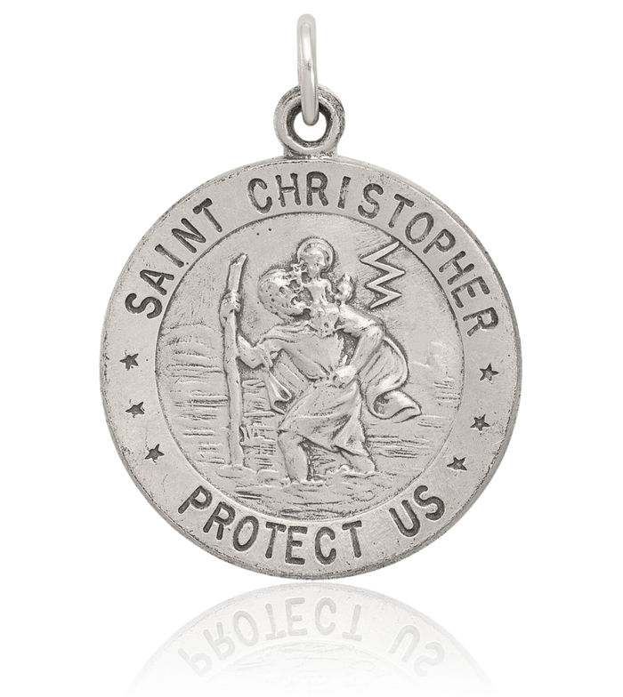 925 Sterling Silver Vintage Saint Christopher Basketball Medal Patron of Travelers Athletes Protection Necklace Charm Sports Pendant