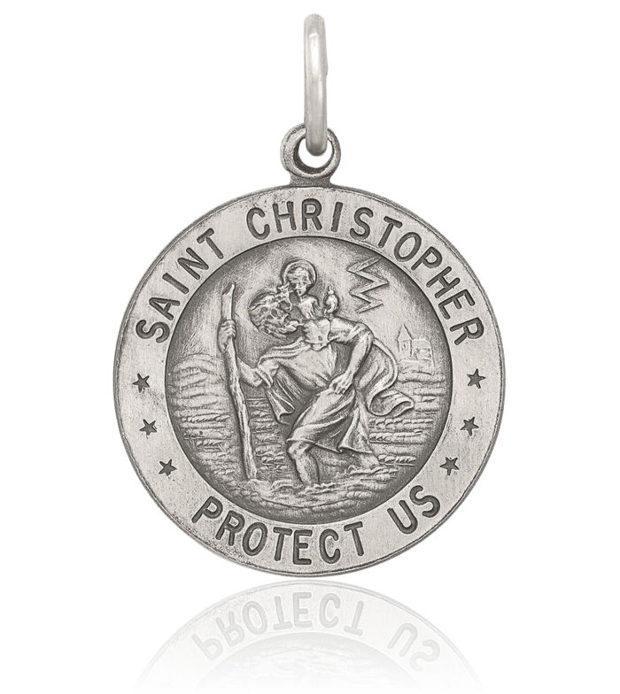 925 Sterling Silver Vintage Saint Christopher Football Medal Patron of Travelers Athletes Protection Necklace Charm Sports Pendant