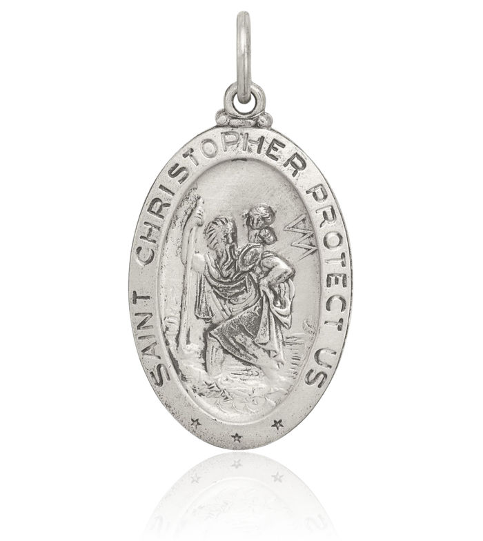 925 Sterling Silver Vintage Saint Christopher Football Medal Patron of Travelers Athletes Protection Necklace Charm Sports Pendant