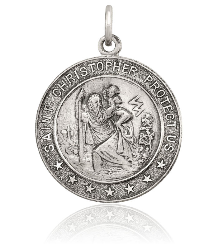 925 Sterling Silver Vintage Saint Christopher Medal Patron of Travelers Athletes Protection Necklace Christian Religious Chain Pendant Faith Charm