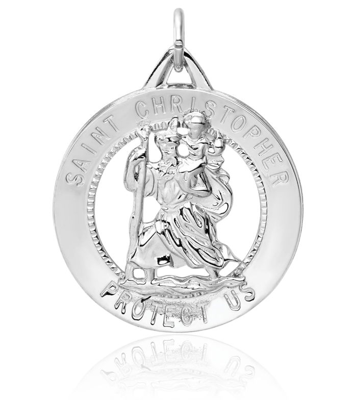 925 Sterling Silver Saint Christopher Medal Patron of Travelers Athletes Protection Necklace Christian Religious Chain Pendant Faith Charm