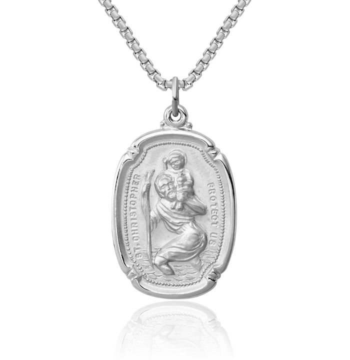 925 Sterling Silver Saint Christopher Medal Patron of Travelers Athletes Protection Necklace Christian Religious Chain Pendant Faith Charm