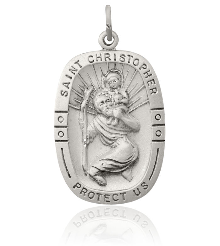 925 Sterling Silver Vintage Saint Christopher Medal Patron of Travelers Athletes Protection Necklace Christian Religious Chain Pendant Faith Charm