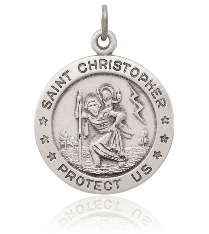 925 Sterling Silver Vintage Saint Christopher Medal Patron of Travelers Athletes Protection Necklace Christian Religious Chain Pendant Faith Charm