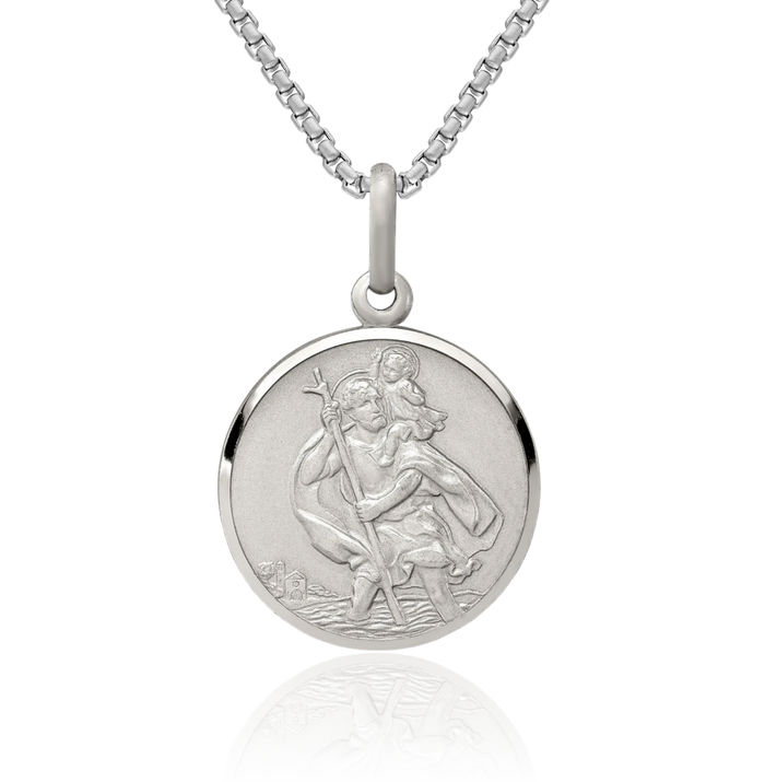 925 Sterling Silver Saint Christopher Medal Patron of Travelers Athletes Protection Necklace Christian Religious Chain Pendant Faith Charm