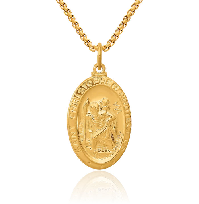 925 Sterling Silver Saint Christopher Medal Patron of Travelers Athletes Protection Necklace Christian Religious Chain Pendant Faith Charm