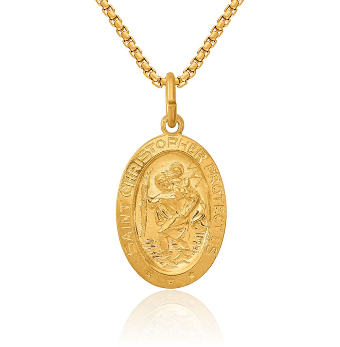 925 Sterling Silver Saint Christopher Medal Patron of Travelers Athletes Protection Necklace Christian Religious Chain Pendant Faith Charm