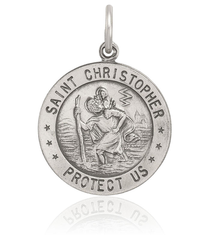 925 Sterling Silver Vintage Saint Christopher Soccer Medal Patron of Travelers Athletes Protection Necklace Charm Sports Pendant