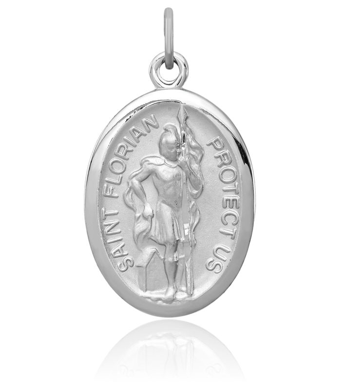 925 Sterling Silver Saint Florian Medal Necklace Chain Pendant Charm