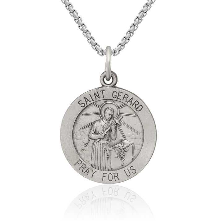 925 Sterling Silver Vintage Saint Gerard Medal Necklace Chain Pendant Charm