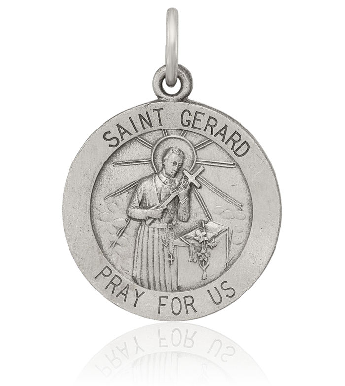 925 Sterling Silver Vintage Saint Gerard Medal Necklace Chain Pendant Charm