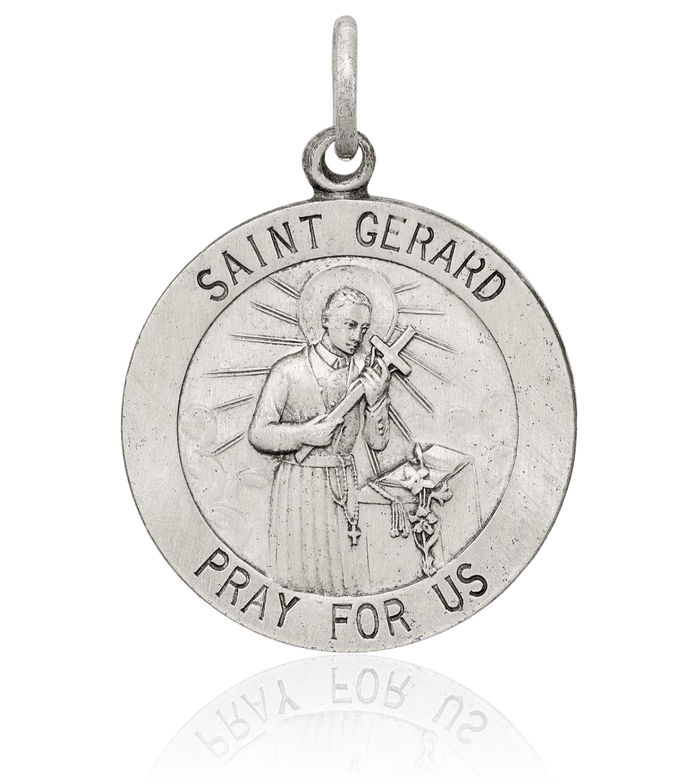925 Sterling Silver Vintage Saint Gerard Medal Necklace Chain Pendant Charm