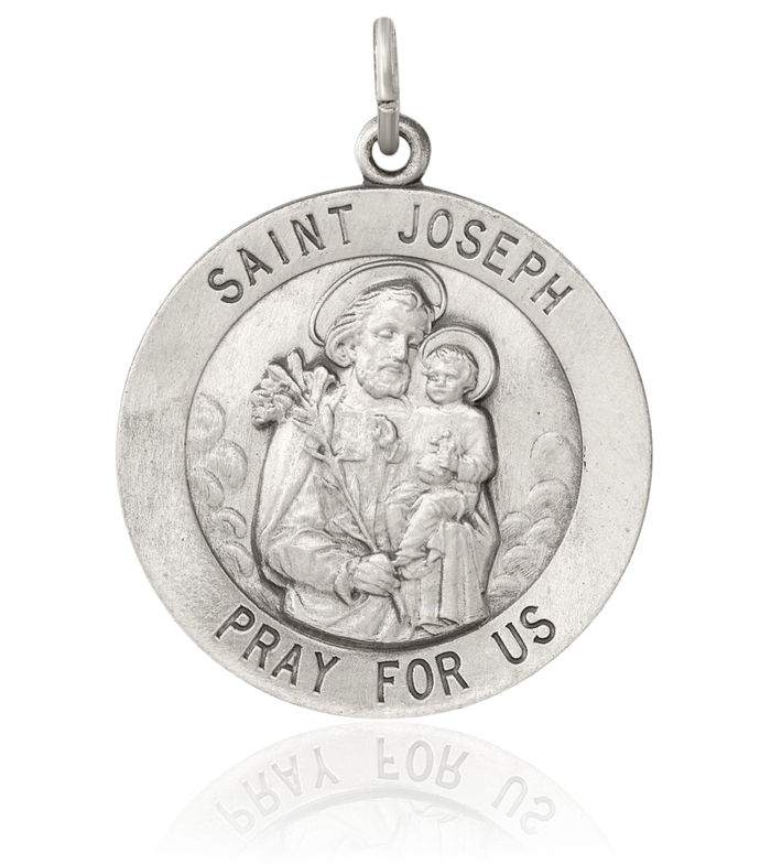 925 Sterling Silver Vintage Saint Joseph Medal Necklace Chain Pendant Charm