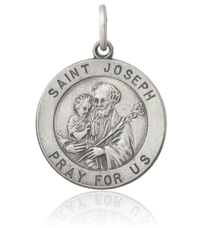 925 Sterling Silver Vintage Saint Joseph Medal Necklace Chain Pendant Charm