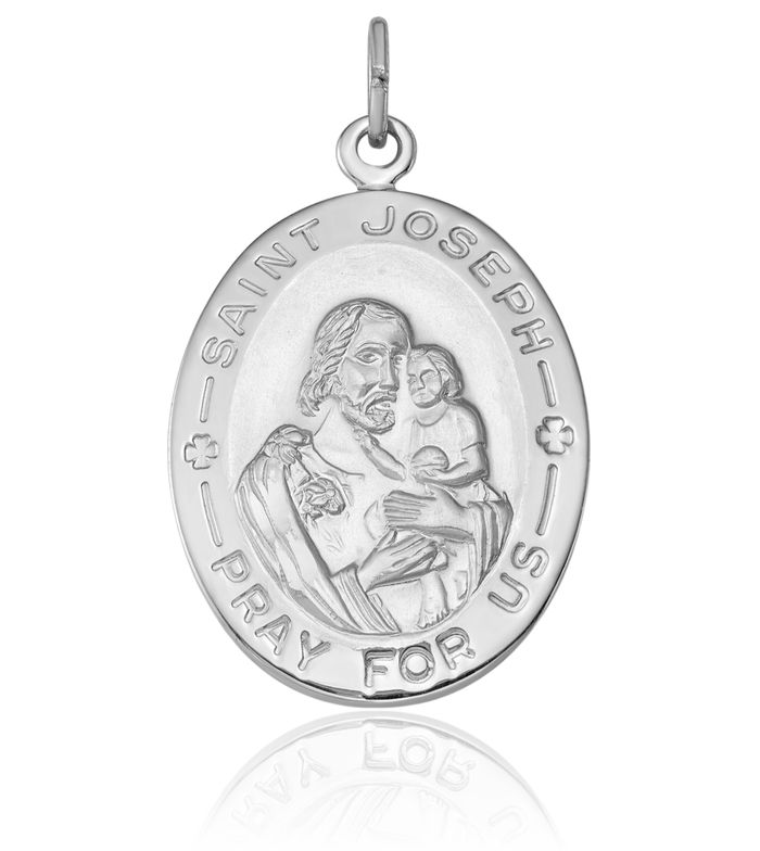 925 Sterling Silver Saint Joseph Medal Necklace Chain Pendant Charm