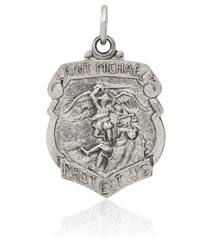 925 Sterling Silver Vintage Saint Michael Medal Protects Us Patron Archangel Guardian Angel Wings Necklace Christian Religious Chain Pendant Faith Charm