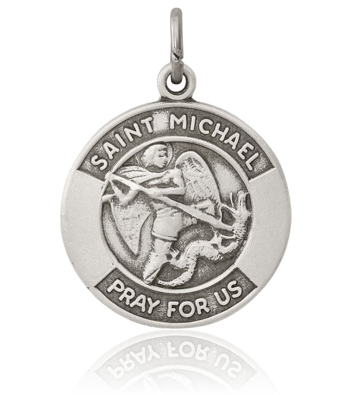 925 Sterling Silver Vintage Saint Michael Medal Protects Us Patron Archangel Guardian Angel Wings Necklace Christian Religious Chain Pendant Faith Charm