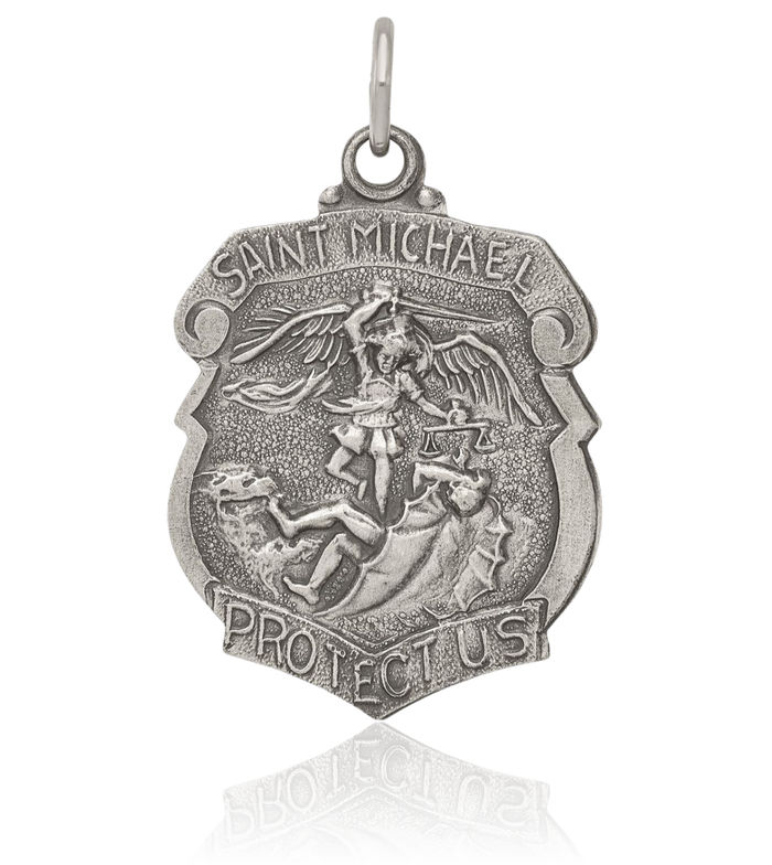 925 Sterling Silver Vintage Saint Michael Medal Protects Us Patron Archangel Guardian Angel Wings Necklace Christian Religious Chain Pendant Faith Charm