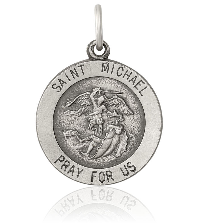 925 Sterling Silver Vintage Saint Michael Medal Protects Us Patron Archangel Guardian Angel Wings Necklace Christian Religious Chain Pendant Faith Charm