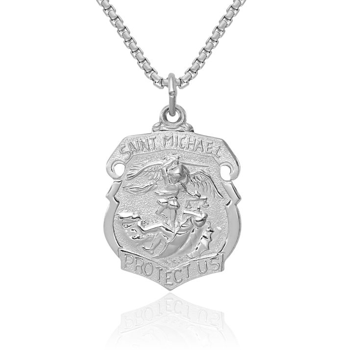 925 Sterling Silver Saint Michael Medal Protects Us Patron Archangel Guardian Angel Wings Necklace Christian Religious Chain Pendant Faith Charm