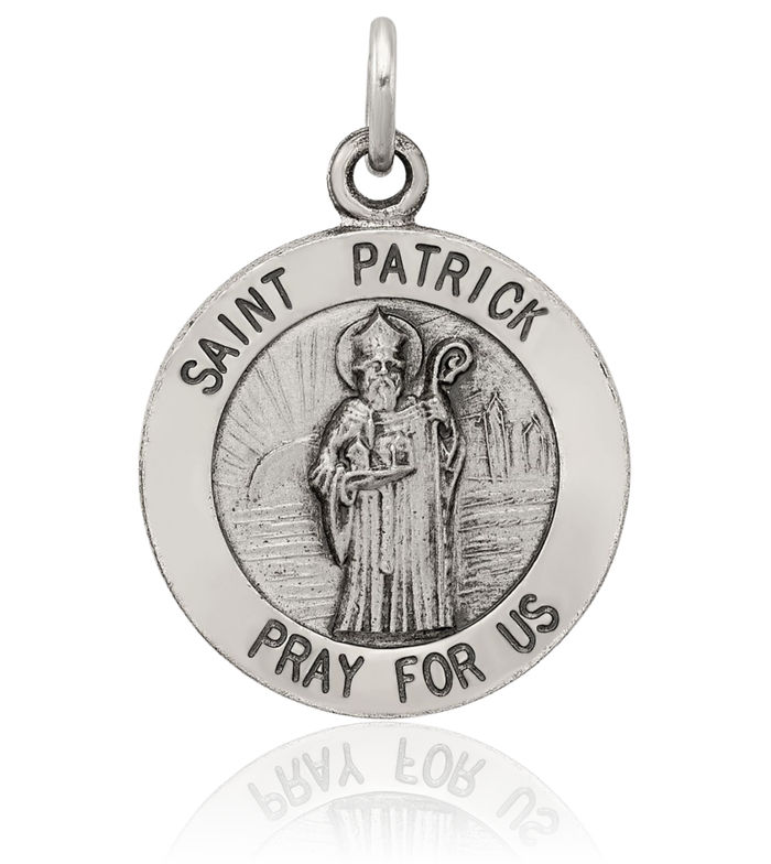 925 Sterling Silver Vintage Saint Patrick Medal Necklace Chain Pendant Charm
